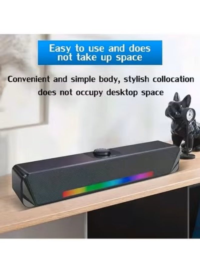 مكبر صوت سلكي بار الصوت TS33 لجهاز الكمبيوتر المكتبي مع اتصال USB ووظيفة بلوتوث باللون الأسود - Image 4